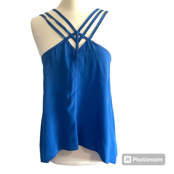 BCBG Max Azria Kasia Sleeveless Asymmetrical Top Blue Medium - Picture 3 of 8